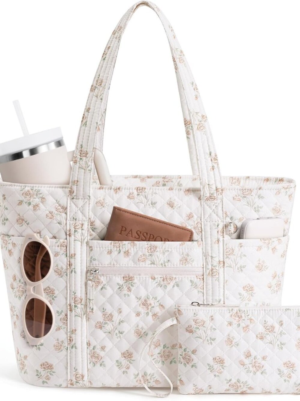 Quilted Tote Bag for Women, Puffer Cotton Work Tote Teacher Nurse Shoulder Bag H